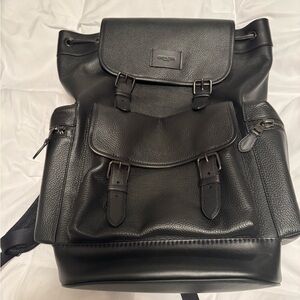 Coach Black Leather Backpack
